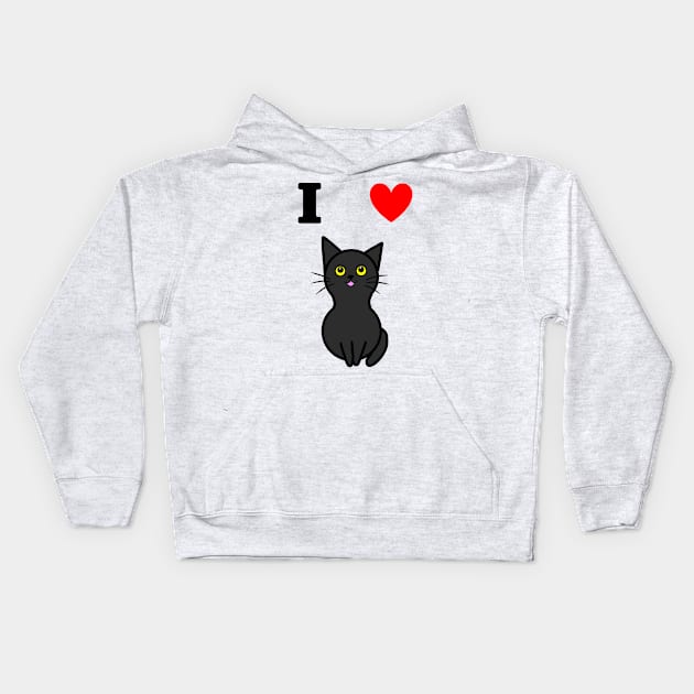 I Love Black Cats (Large Print) Kids Hoodie by Aeriskate